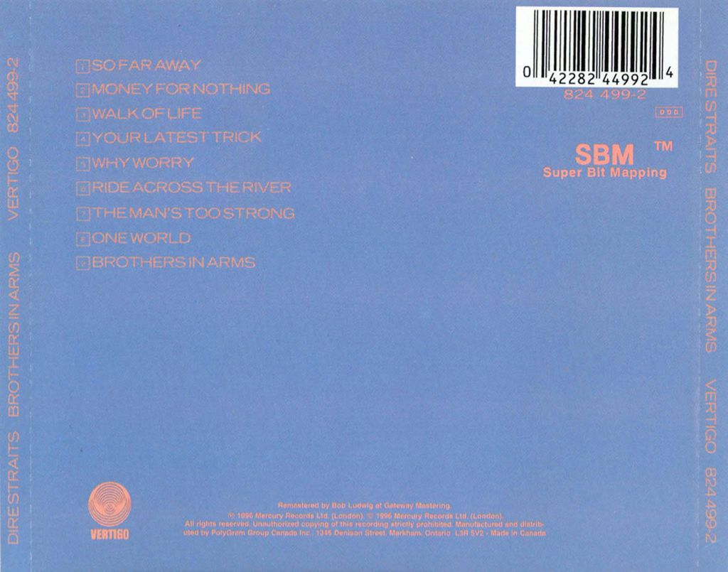 Brothers in Arms - Straits, Dire (CD - 55) music collectible [Barcode 0042282449924] - Main Image 2