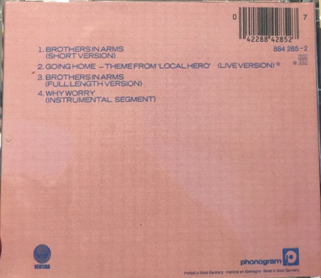 Brothers in Arms - Dire Straits (CD-R) music collectible [Barcode 042288428527] - Main Image 2
