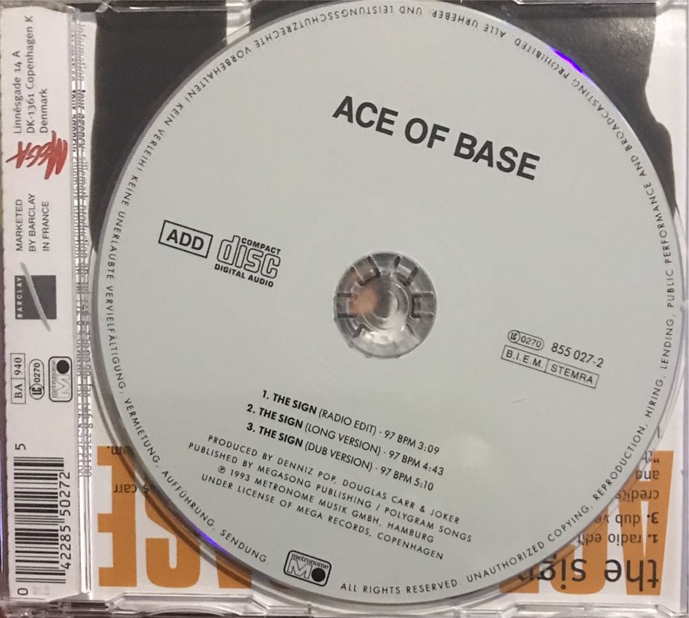01 - CD Single - Ace Of Base - The Sign - Ace Of Base (CD - 14) music collectible [Barcode 042285502725] - Main Image 2
