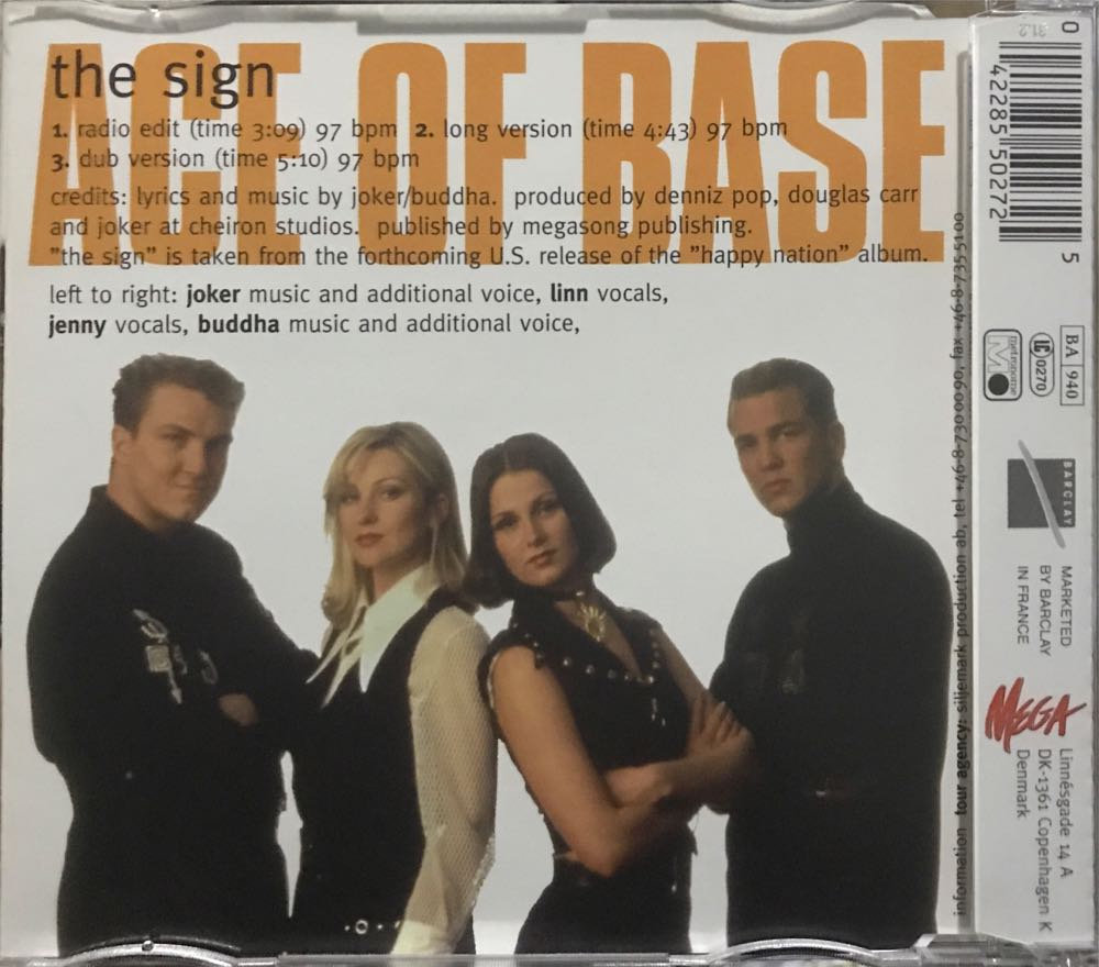 01 - CD Single - Ace Of Base - The Sign - Ace Of Base (CD - 14) music collectible [Barcode 042285502725] - Main Image 3
