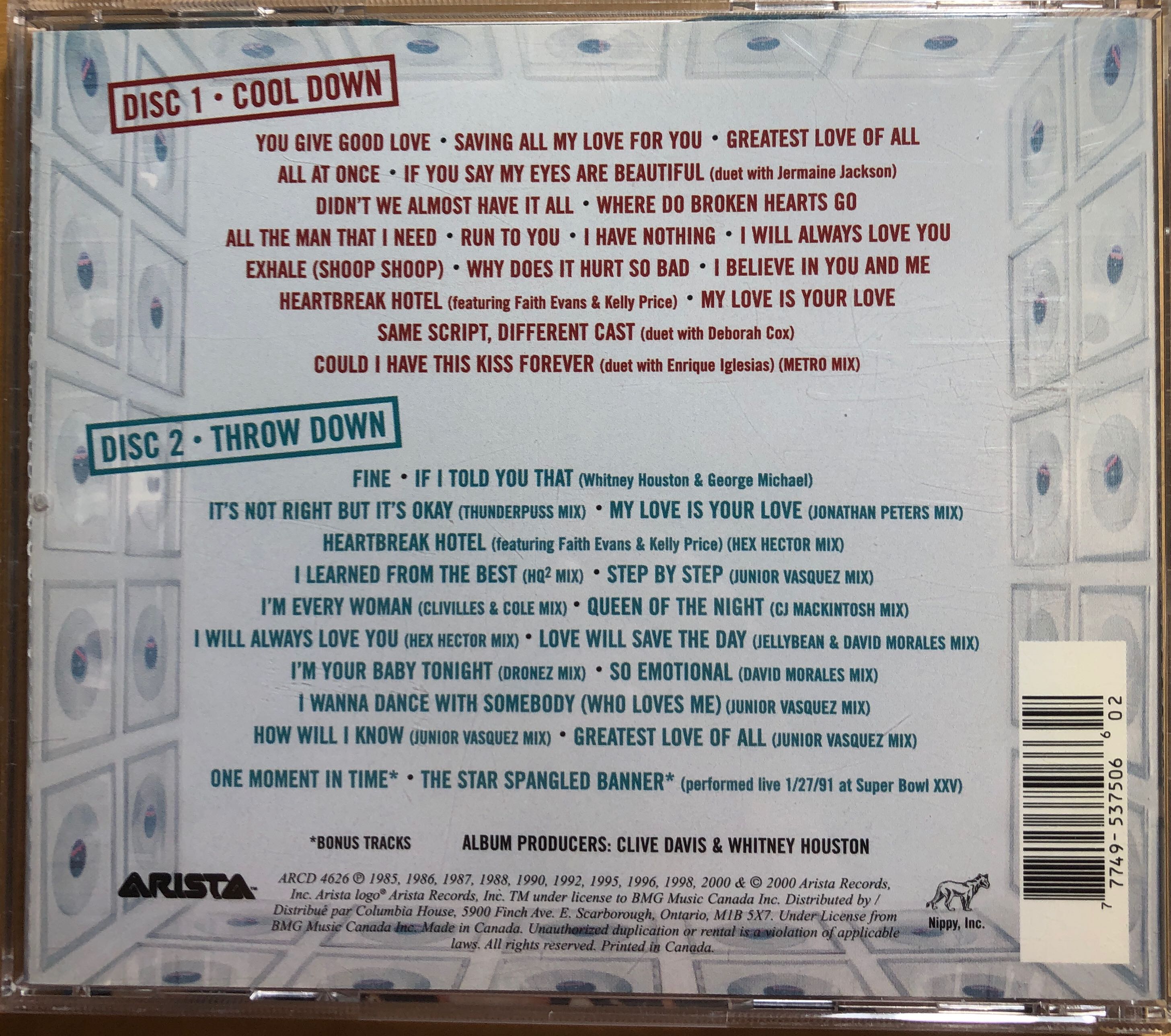 2000 - The Greatest Hits - Whitney Houston (CD - 154) music collectible [Barcode 777495375066] - Main Image 2