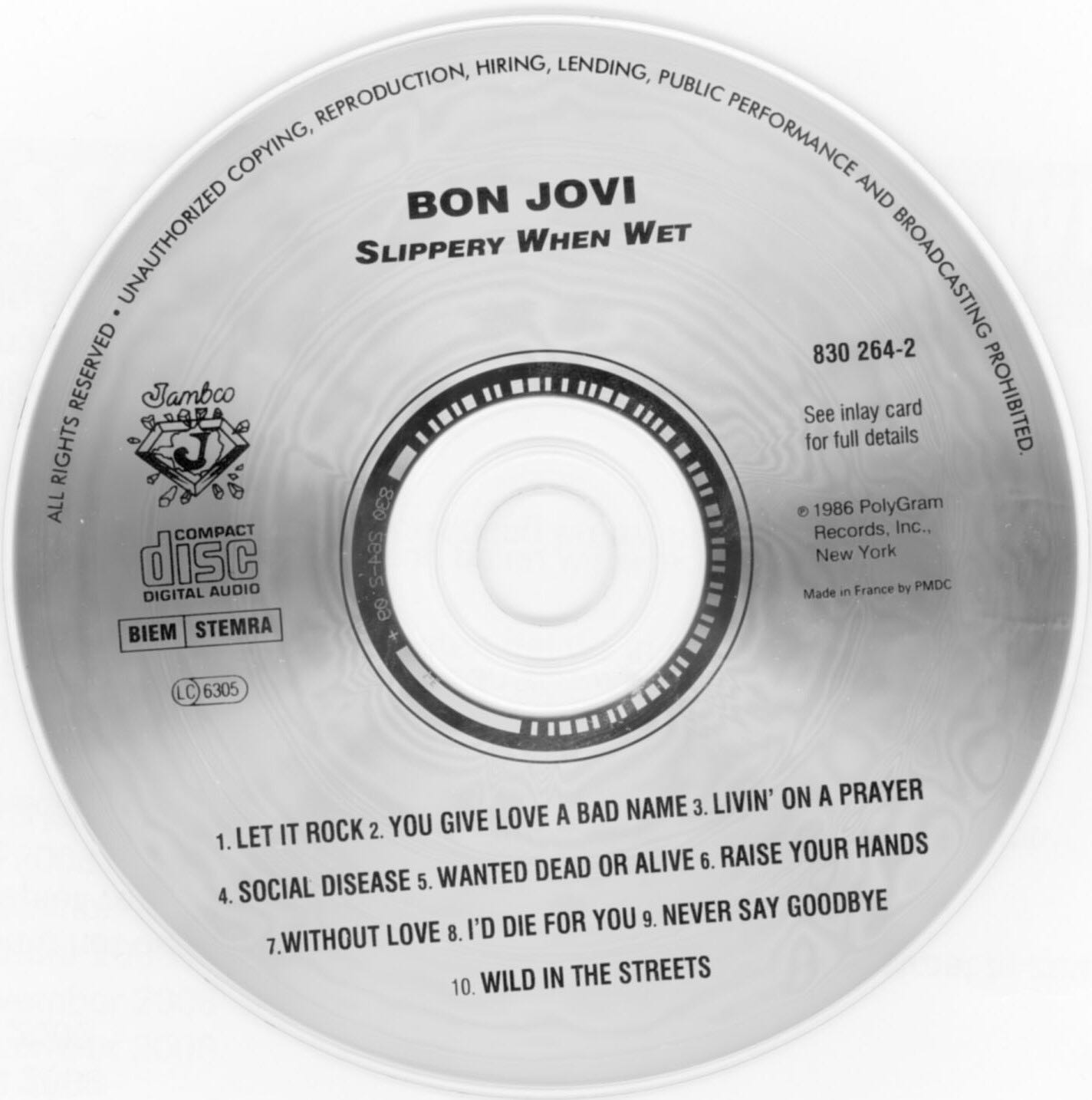 #03 Slippery When Wet - Bon Jovi (CD - 44:04) music collectible [Barcode 042283026421] - Main Image 3
