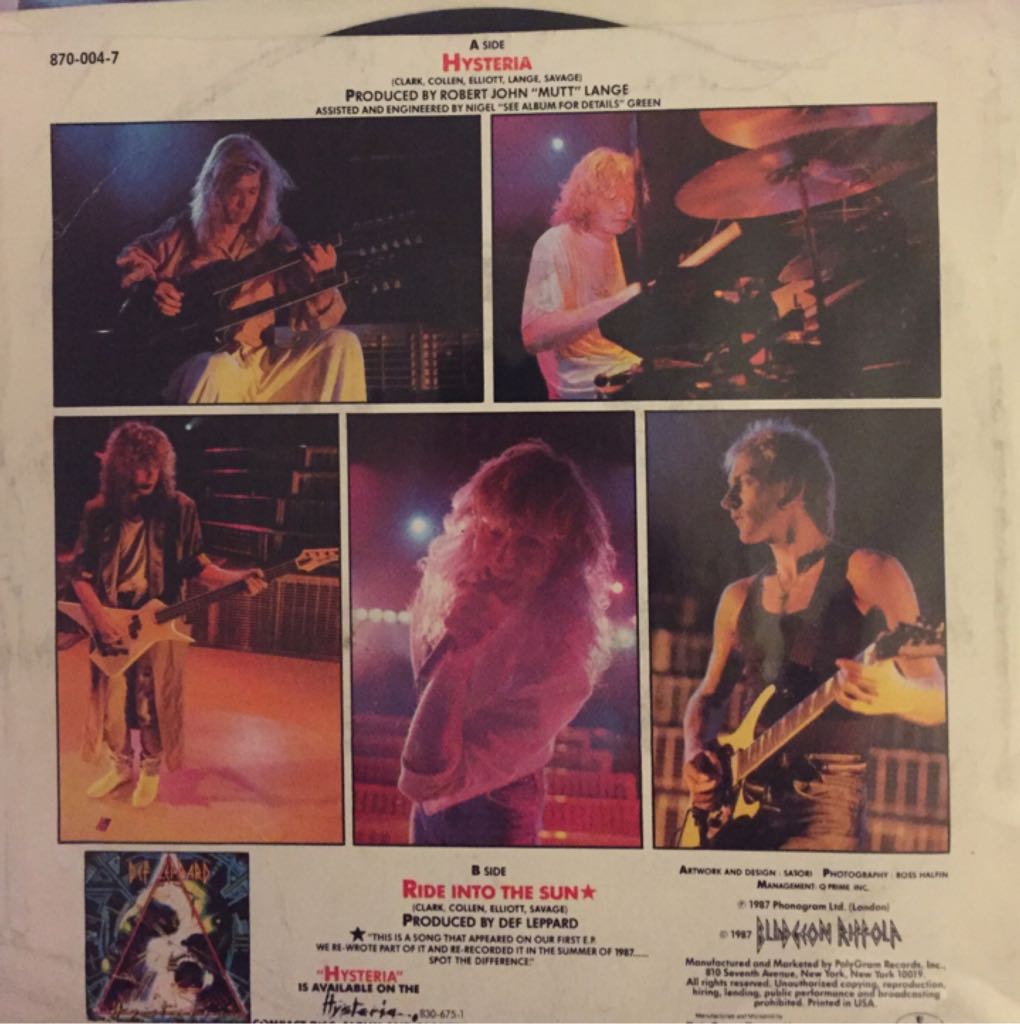 Hysteria - Def Leppard (7”) music collectible - Main Image 2