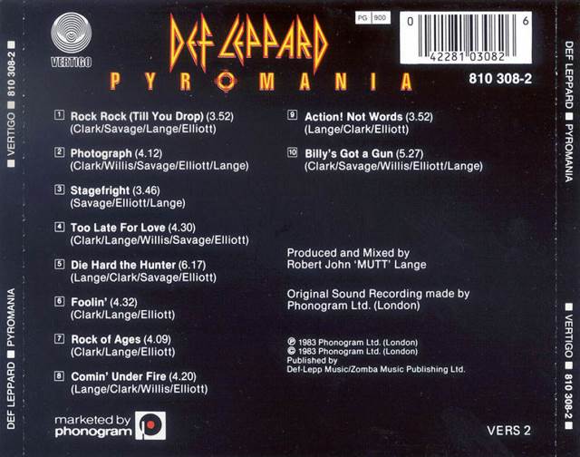 Pyromania - Def Leppard (CD - 45) music collectible [Barcode 600753148488] - Main Image 2