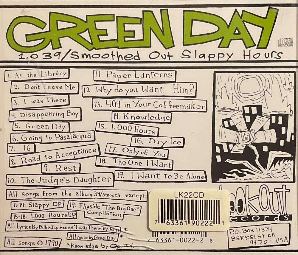 1,039/Smoothed Out Slappy Hours - Green Day (CD - 56) music collectible [Barcode 763361902221] - Main Image 2