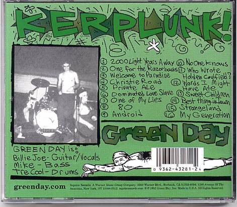 Kerplunk - Green Day (CD - 42) music collectible [Barcode 763361004628] - Main Image 2