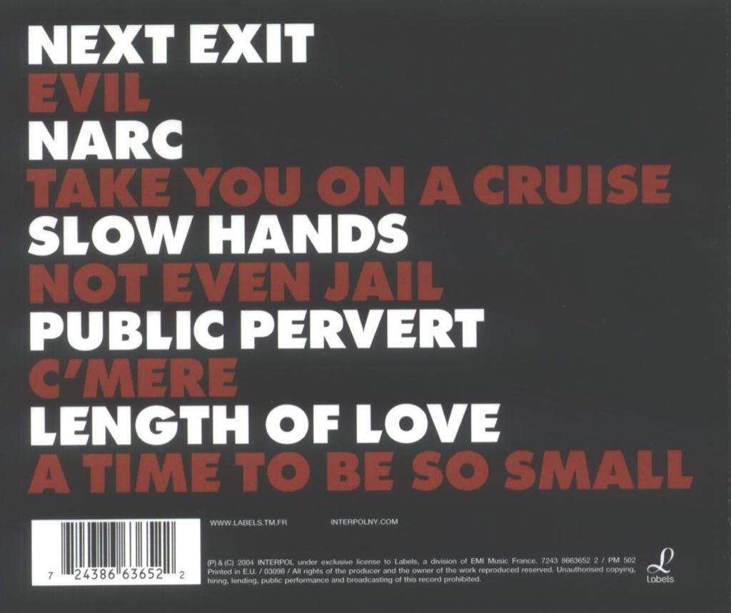 Antics - Interpol (12” - 4139) music collectible [Barcode 744861061618] - Main Image 2