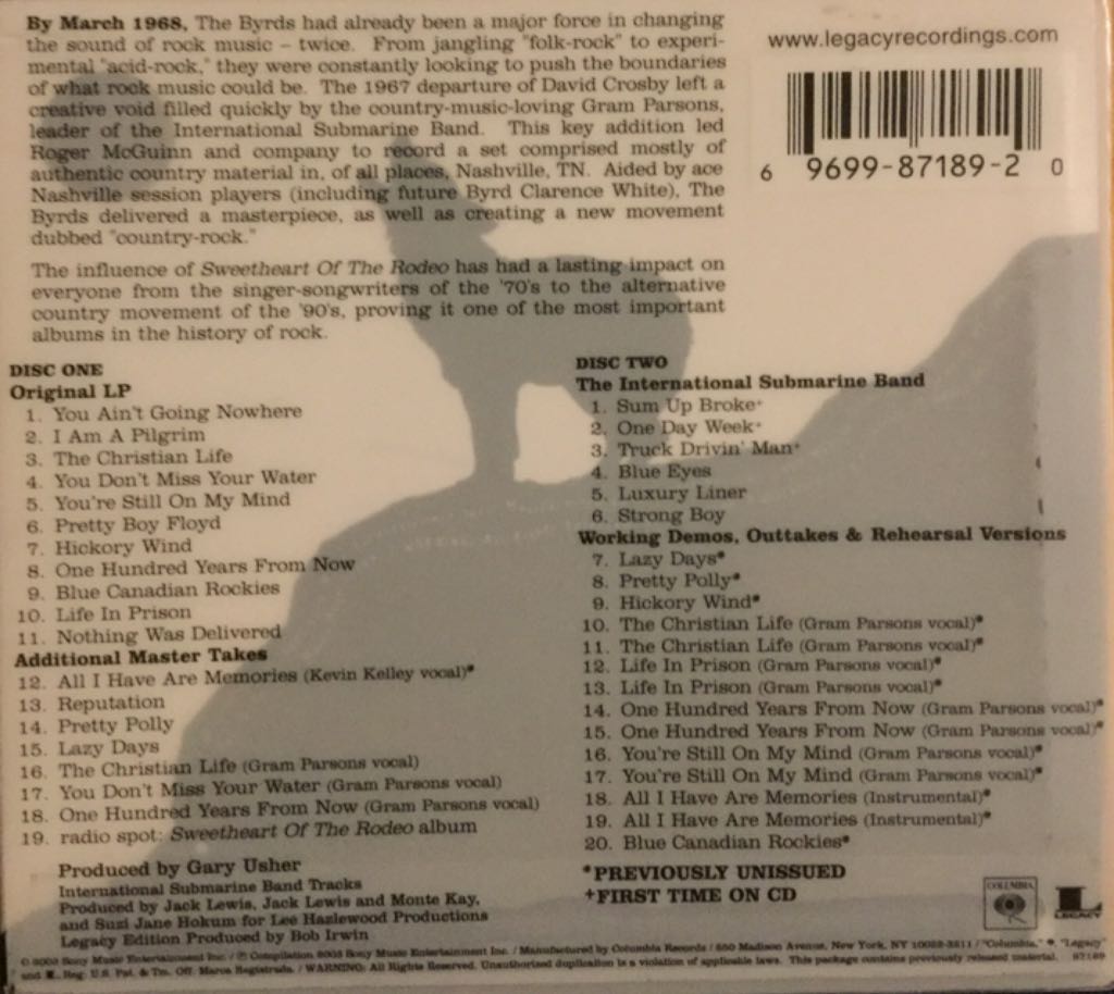 Sweetheart Of The Rodeo (Legacy Edition) - Byrds, The (CD - 55) music collectible [Barcode 696998718920] - Main Image 2