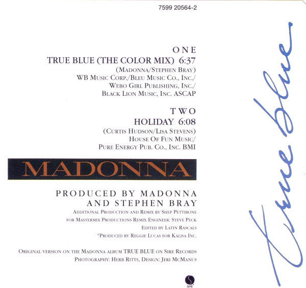 01 - CD Single - Madonna (15) - True Blue - Madonna (CD - 13) music collectible [Barcode 075992056427] - Main Image 2