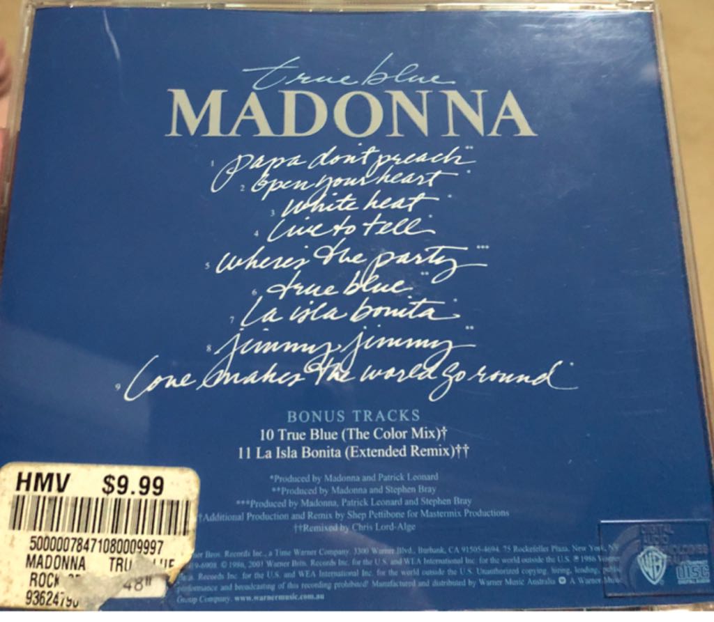 True Blue - Madonna (Cassette - 40) music collectible [Barcode 9325583011948] - Main Image 2