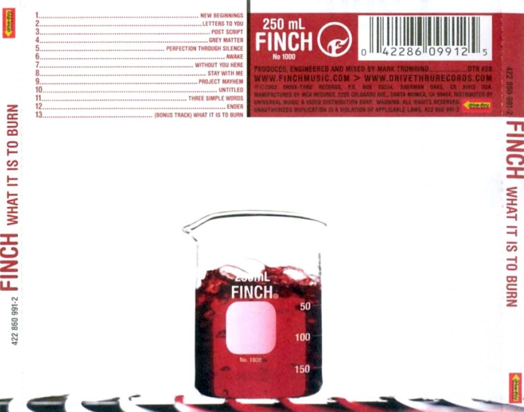 What It Is To Burn - Finch (CD - 6132) music collectible [Barcode 008811303921] - Main Image 2