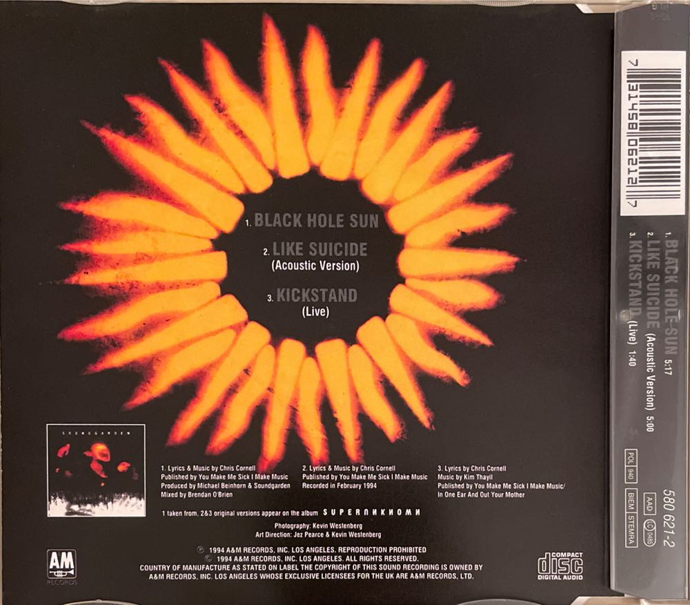 Black Hole Sun - Soundgarden (CD - 19) music collectible [Barcode 731458062127] - Main Image 3