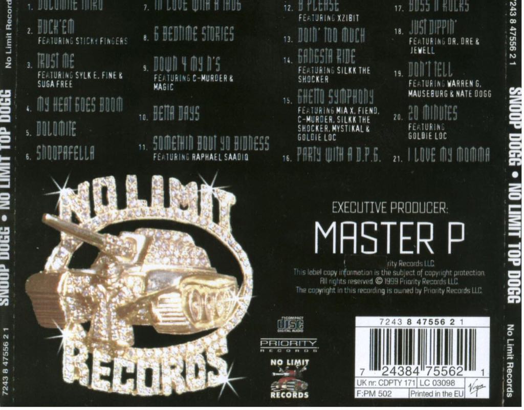 No Limit Top Dogg - Snoop Dogg (CD) music collectible [Barcode 724384755621] - Main Image 2
