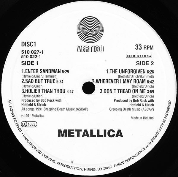 Metallica - Metallica (12” - 99) music collectible - Main Image 3