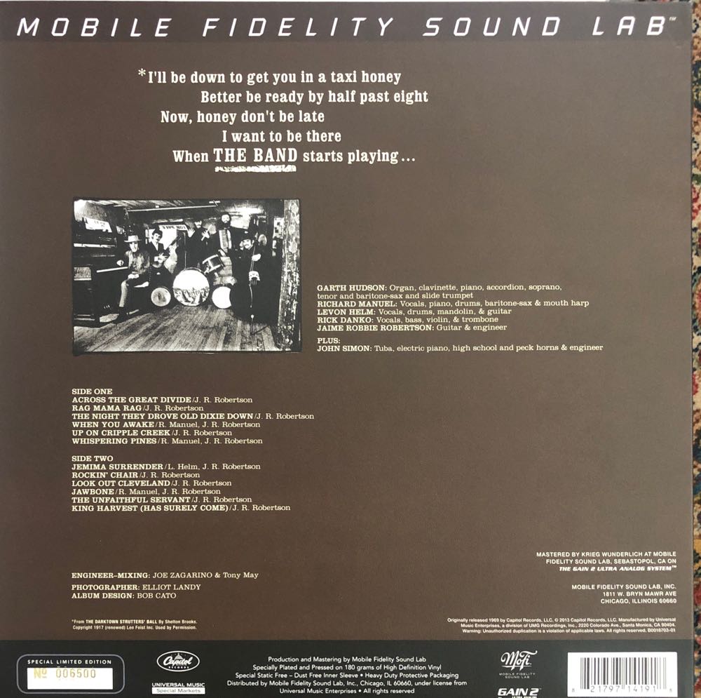 Band, The - Band, The (12” - 4350) music collectible [Barcode 821797141918] - Main Image 2