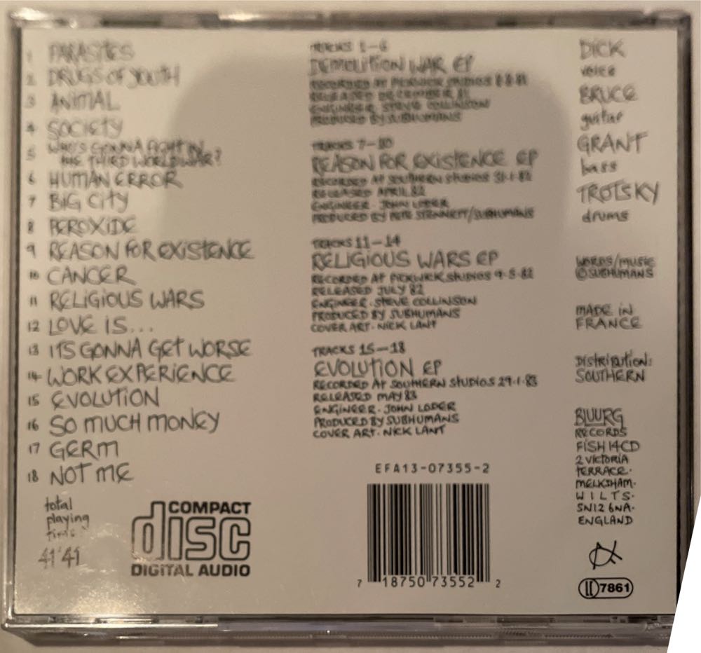 EP-LP - SubHumAns (CD - 42) music collectible [Barcode 718750735522] - Main Image 2