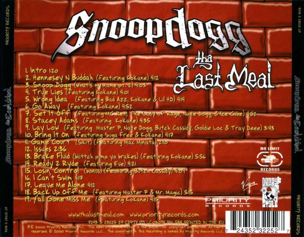 Tha Last Meal - Snoop Dogg (CD - 77:20) music collectible [Barcode 724352322527] - Main Image 2