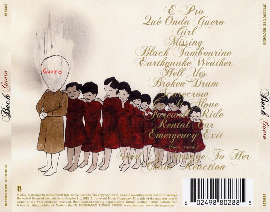 Guero - Beck (CD - 50) music collectible [Barcode 602557034912] - Main Image 2