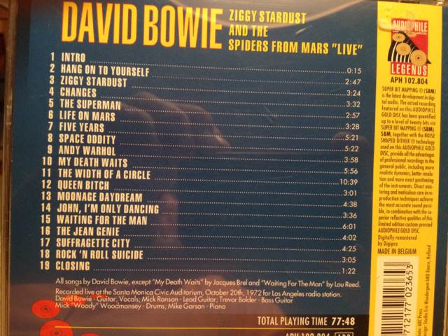 Ziggy Stardust And The Spiders From Mars “Live” - David Bowie (CD) music collectible [Barcode 8712177023653] - Main Image 2