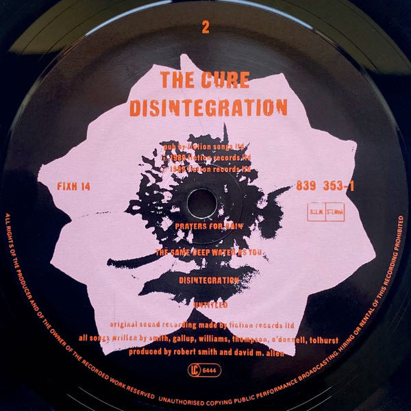 Disintegration - The Cure (12” - 72) music collectible [Barcode 042283935310] - Main Image 4