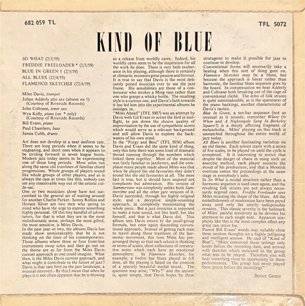 Kind Of Blue - Davis, Miles (12”) music collectible [Barcode 5060143491450] - Main Image 2