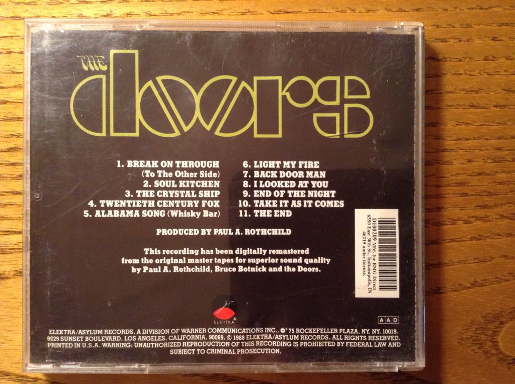 Doors, The - The Doors - The Doors (12”) music collectible [Barcode 010963102321] - Main Image 2