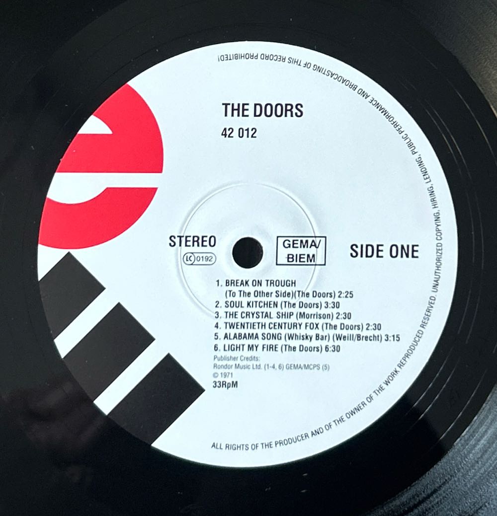 The Doors - Doors, The (12”) music collectible [Barcode 075596065412] - Main Image 3