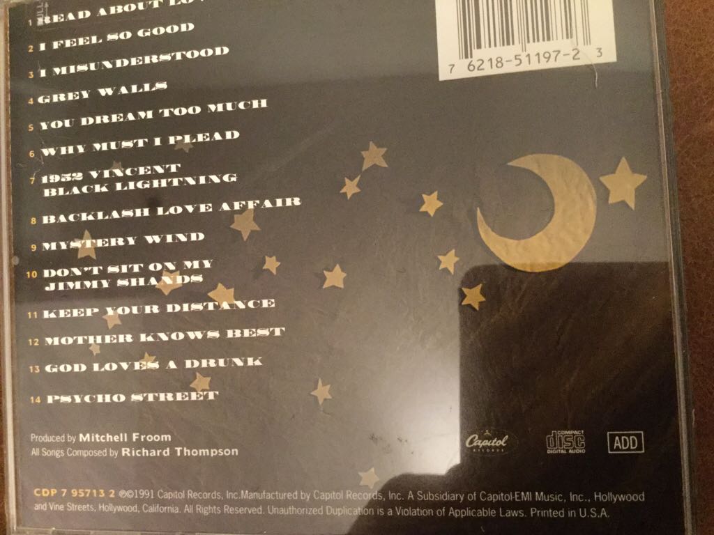 Rumor and Sigh - Richard Thompson (CD) music collectible [Barcode 762185119723] - Main Image 2