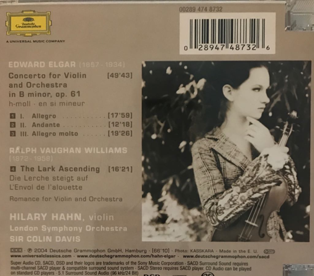 Elgar: Violin Concerto; Vaughan Williams: The Lark Ascending - Elgar, Edward (SACD - 66) music collectible [Barcode 028947487326] - Main Image 2