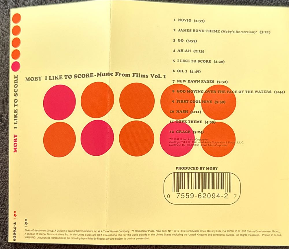 I Like to Score - Moby (CD - 48) music collectible [Barcode 075596209427] - Main Image 2