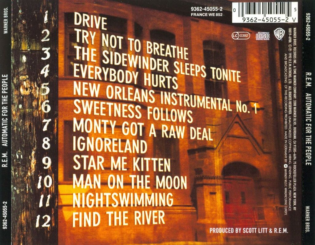 Automatic For The People - R.E.M. (CD/DVD - 4825) music collectible [Barcode 081227817527] - Main Image 2