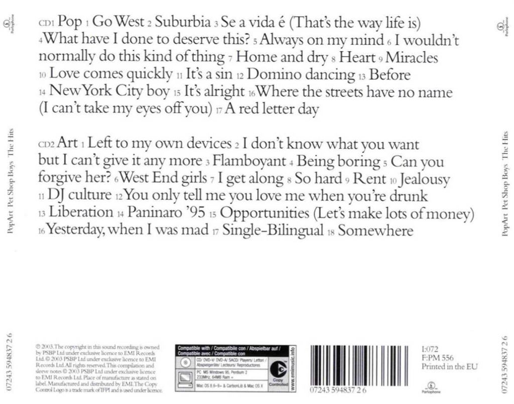 Pop Art - Pet Shop Boys (CD) music collectible [Barcode 724359388427] - Main Image 2