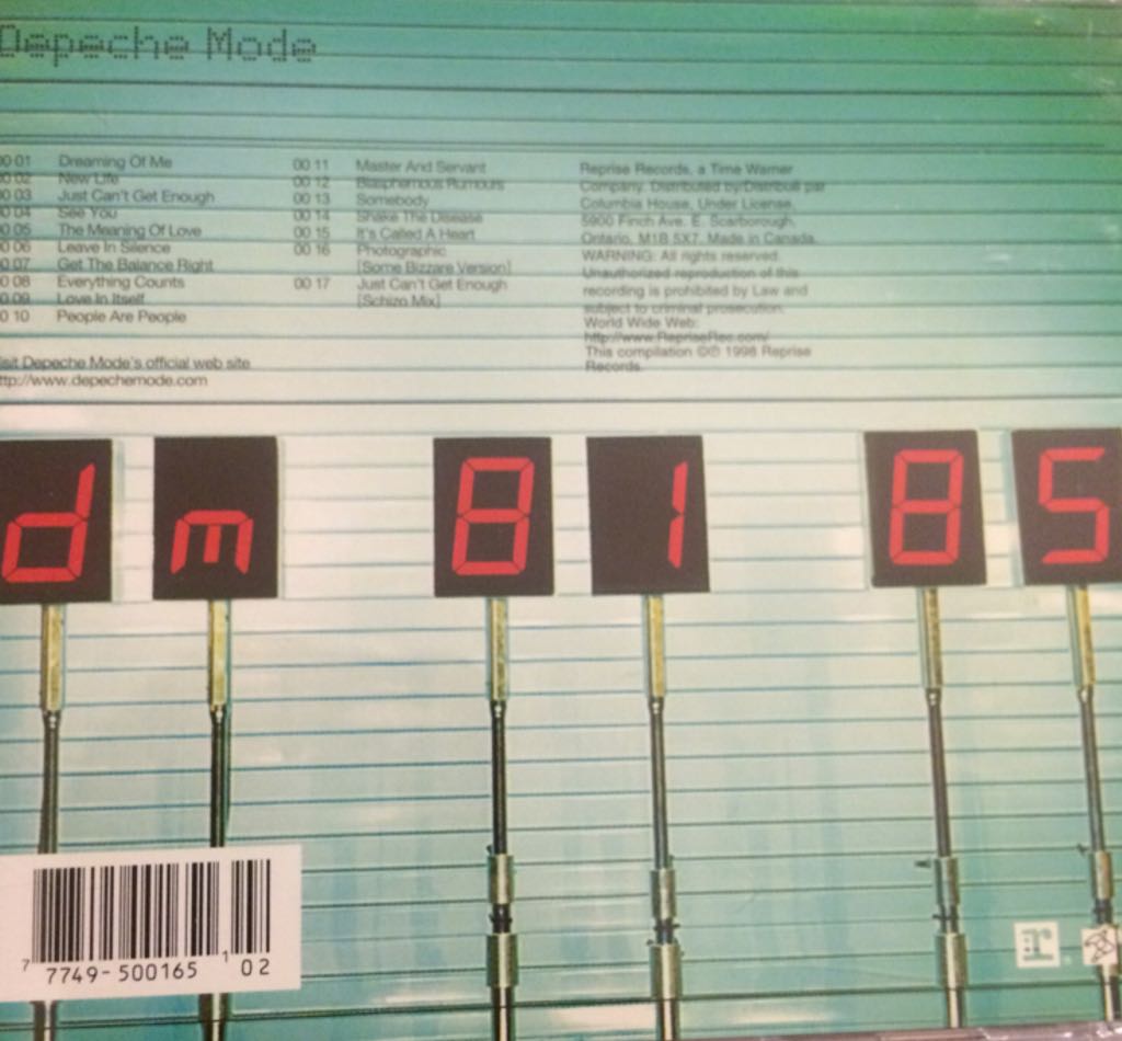 The Singles 81-85 - Depeche Mode (CD - 6923) music collectible [Barcode 777495001651] - Main Image 2