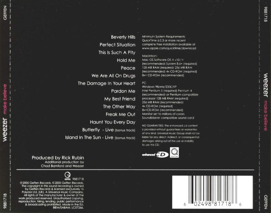 Make Believe - Weezer (CD) music collectible [Barcode 602498817186] - Main Image 2