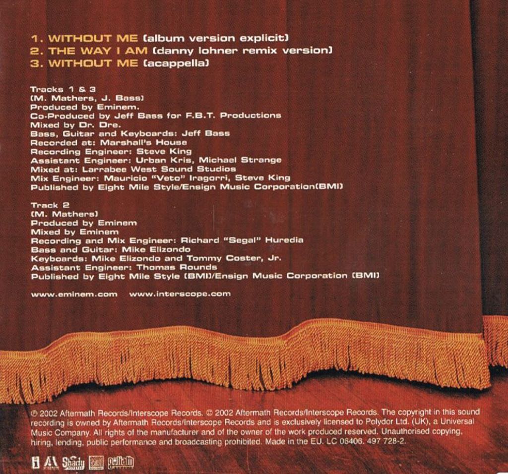 Without Me - Eminem (CD) music collectible [Barcode 606949772826] - Main Image 2