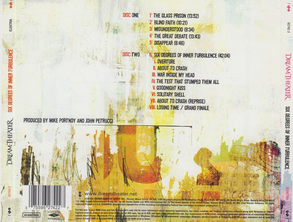 Six Degrees of Inner Turbulence - Dream Theater (CD - 96) music collectible [Barcode 075596274227] - Main Image 4