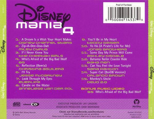 Disney Mania 4 - Disney Channel Stars (CD) music collectible [Barcode 050086145379] - Main Image 2