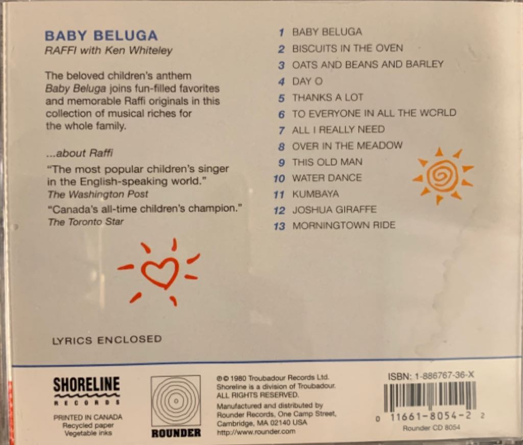 Baby Beluga - Raffi (CD) music collectible [Barcode 011661805422] - Main Image 2