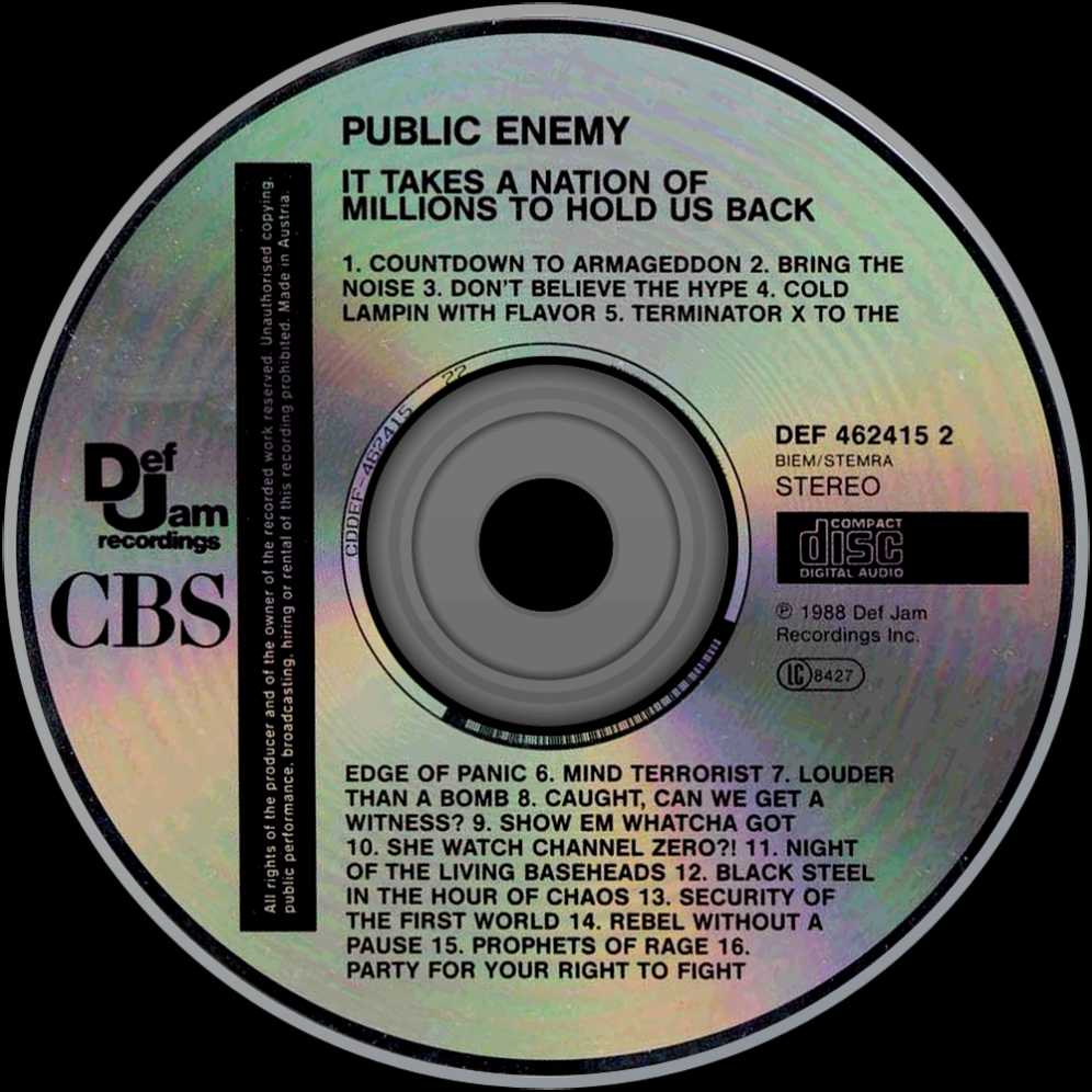Public Enemy: It Takes A Nation Of Millions To Hold Us Back - Public Enemy (CD - 58) music collectible [Barcode 074644430325] - Main Image 2