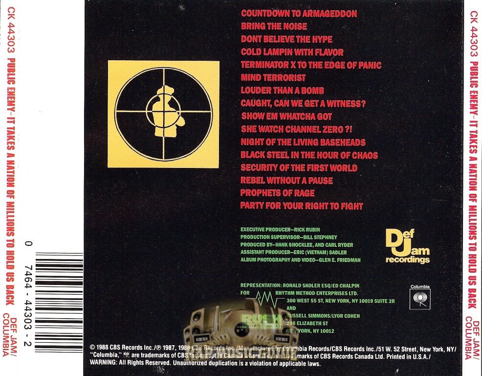 IT TAKES A NATION OF MILLIONS TO HOLD US BACK - Public Enemy (CD) music collectible [Barcode 731454242325] - Main Image 2