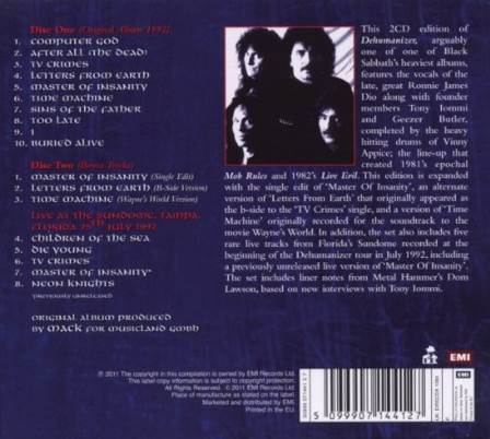Dehumanizer - Black Sabbath (CD - 55:53) music collectible [Barcode 020831442824] - Main Image 2