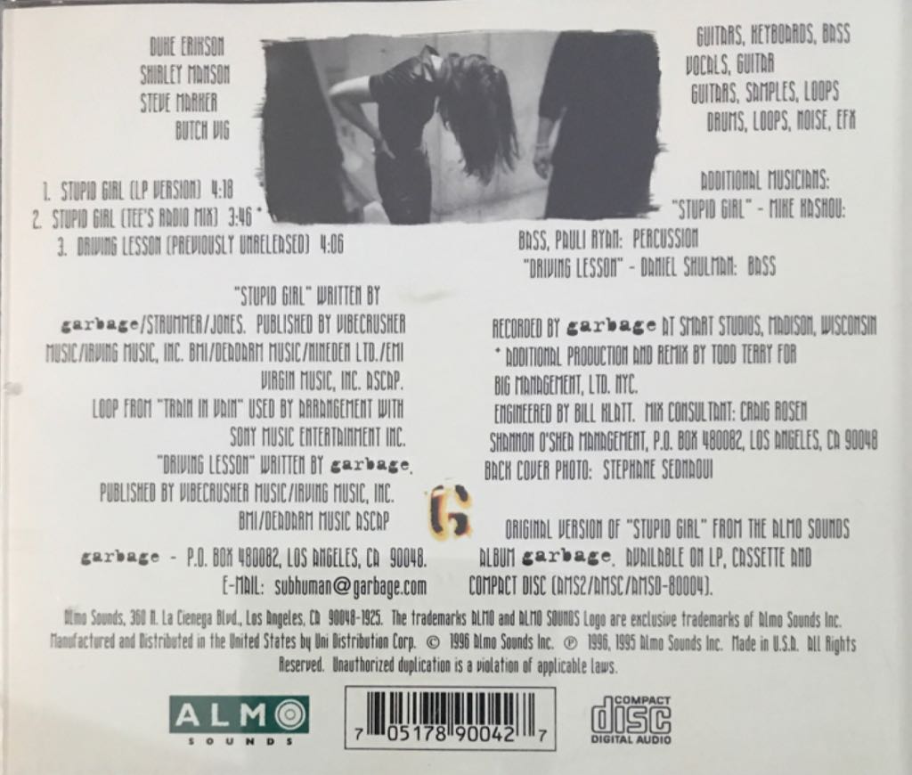 Stupid Girl - Garbage (CD - 1210) music collectible [Barcode 705178900427] - Main Image 2