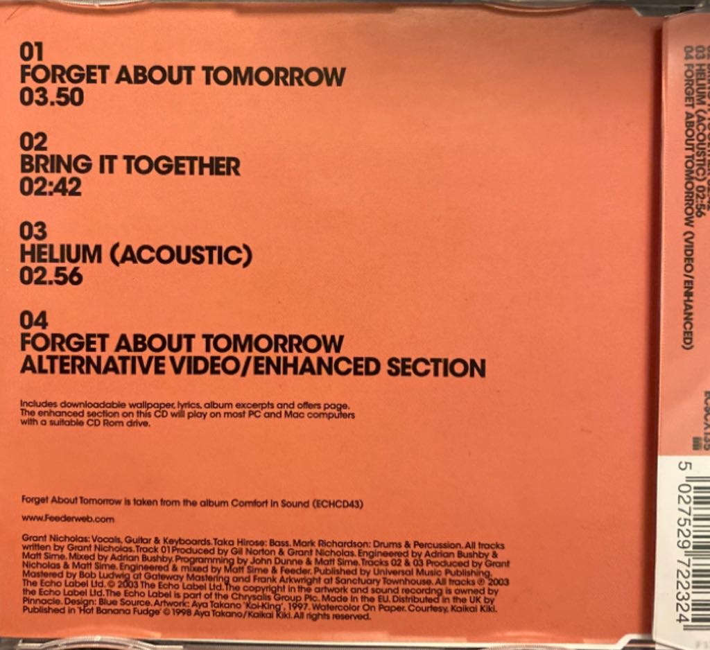 Forget About Tomorrow (Cd2) - Feeder (CD) music collectible [Barcode 5027529722324] - Main Image 2