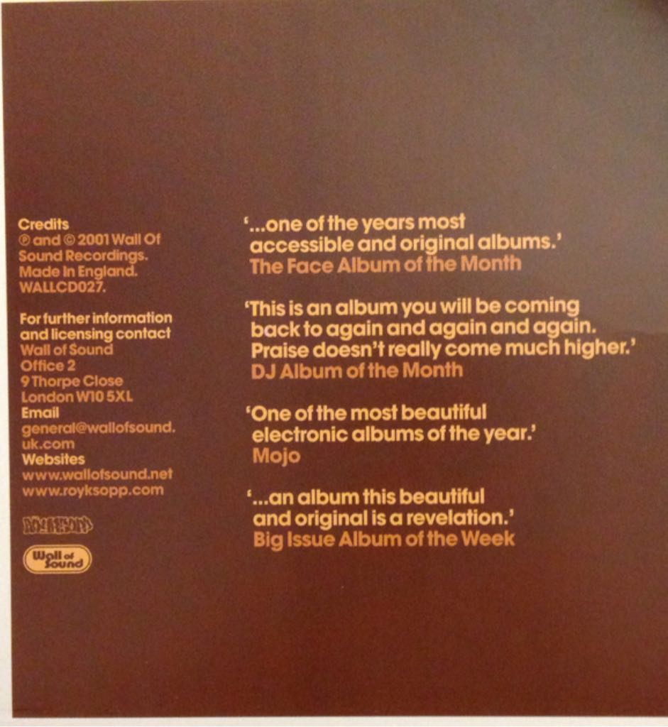 Melody A.M. - Royksopp (CD) music collectible [Barcode 5028589014824] - Main Image 2