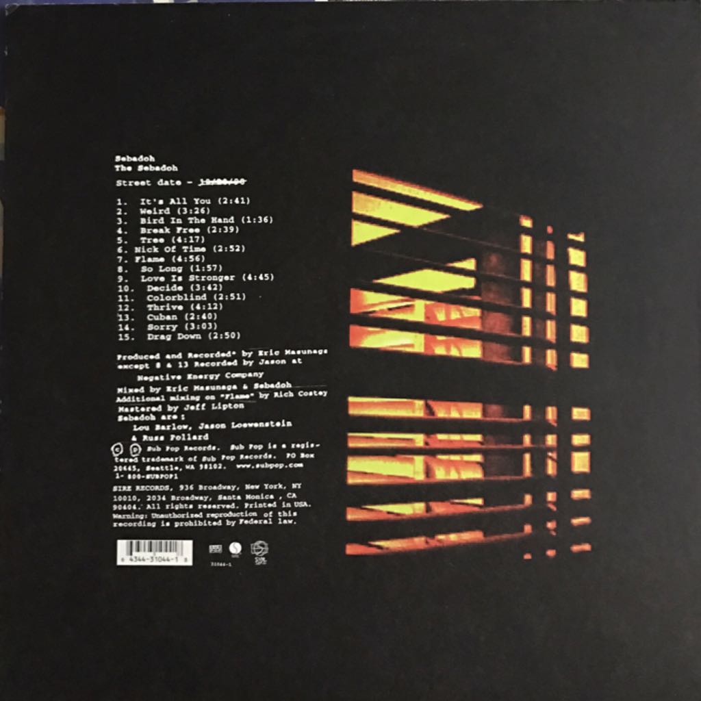 The Sebadoh - Sebadoh (CD) music collectible [Barcode 5034202005728] - Main Image 2