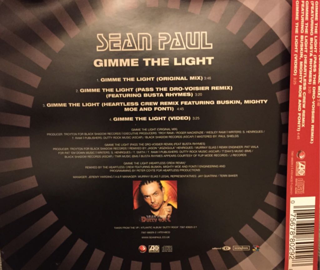 Gimme The Light - Sean Paul (12”) music collectible [Barcode 075678802928] - Main Image 2