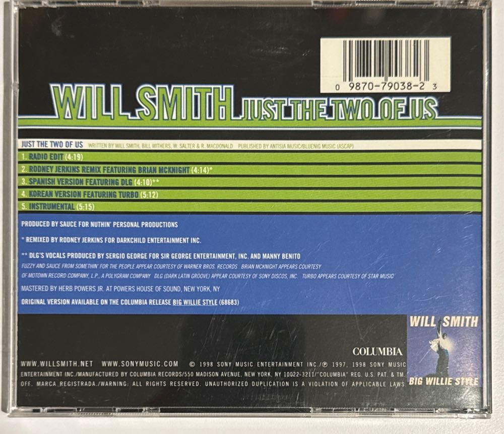 Just The Two Of Us - Will Smith (CD) music collectible [Barcode 098707903823] - Main Image 2