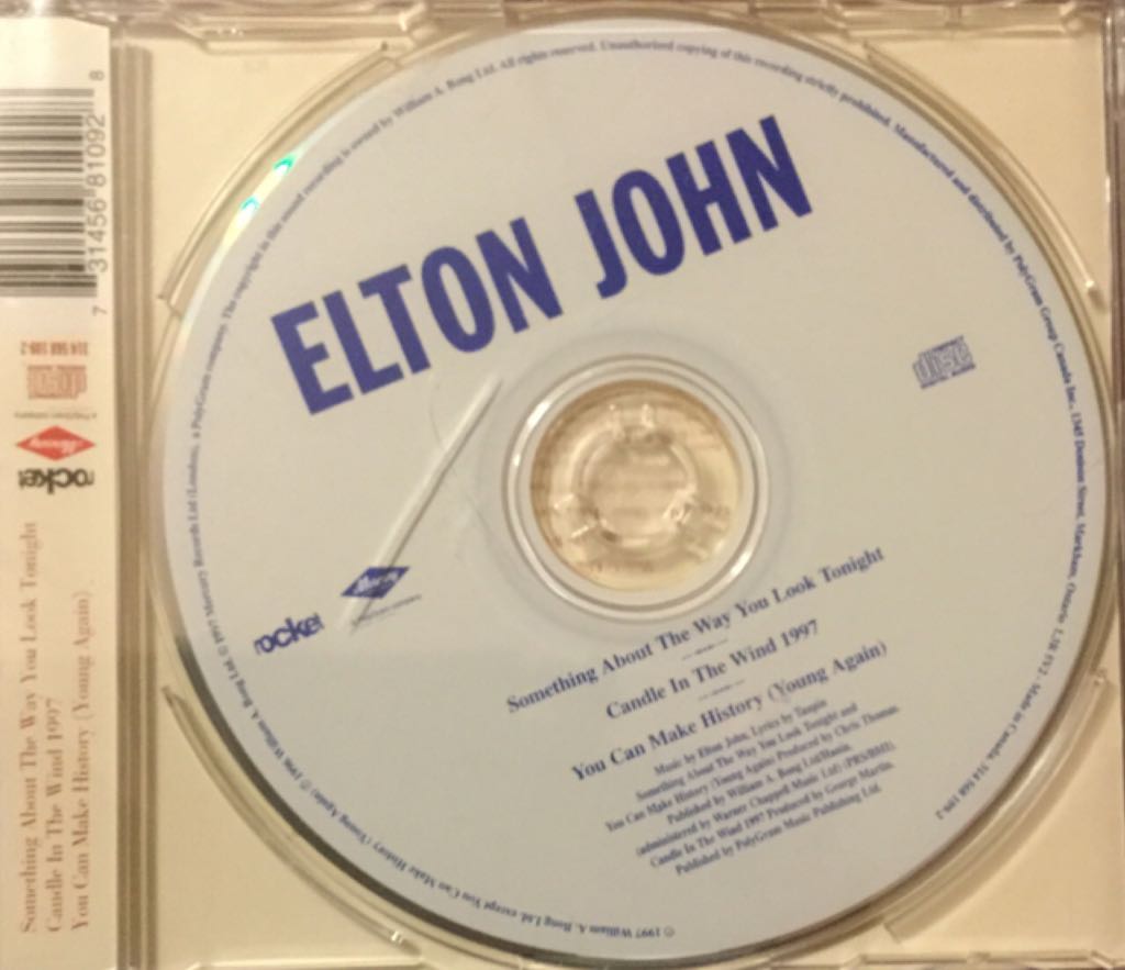 Something About the Way You Look Tonight / Candle in the Wind 1997 - Elton John (CD - 12) music collectible [Barcode 731456810928] - Main Image 2