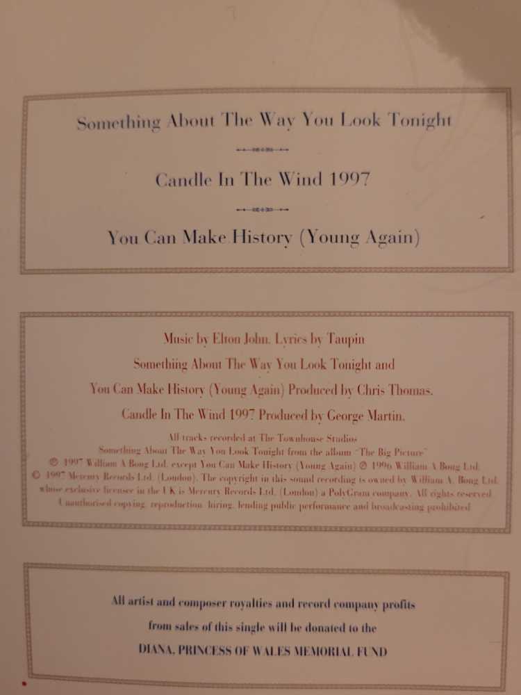 Something About the Way You Look Tonight / Candle in the Wind 1997 - Elton John (CD - 12) music collectible [Barcode 731456810928] - Main Image 3