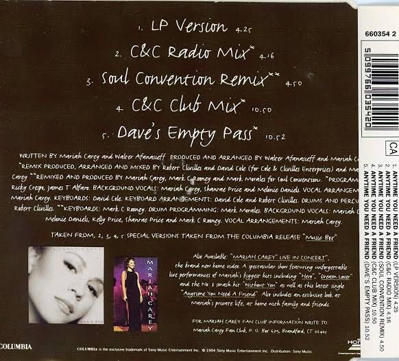 Anytime You Need A Friend - Mariah Carey (CD - 36) music collectible [Barcode 5099766035420] - Main Image 2